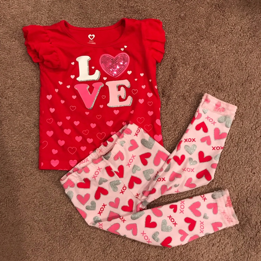 Valentine Heart Girl Toddler 2T Matching Outfit